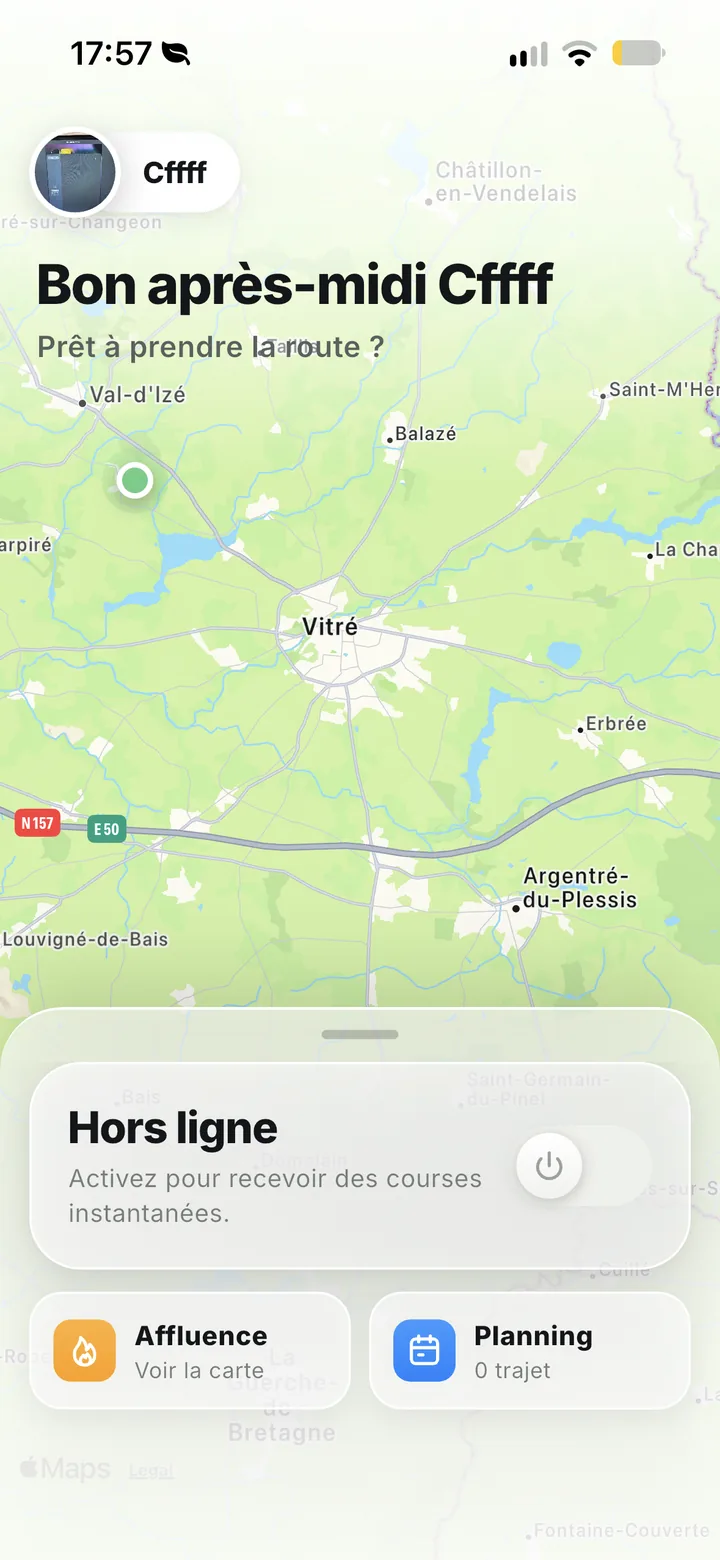 Accueil conducteur Wyvo : interrupteur Disponible